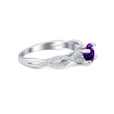 Twisted Shank Infinity Wedding Ring Round Cubic Zirconia 925 Sterling Silver