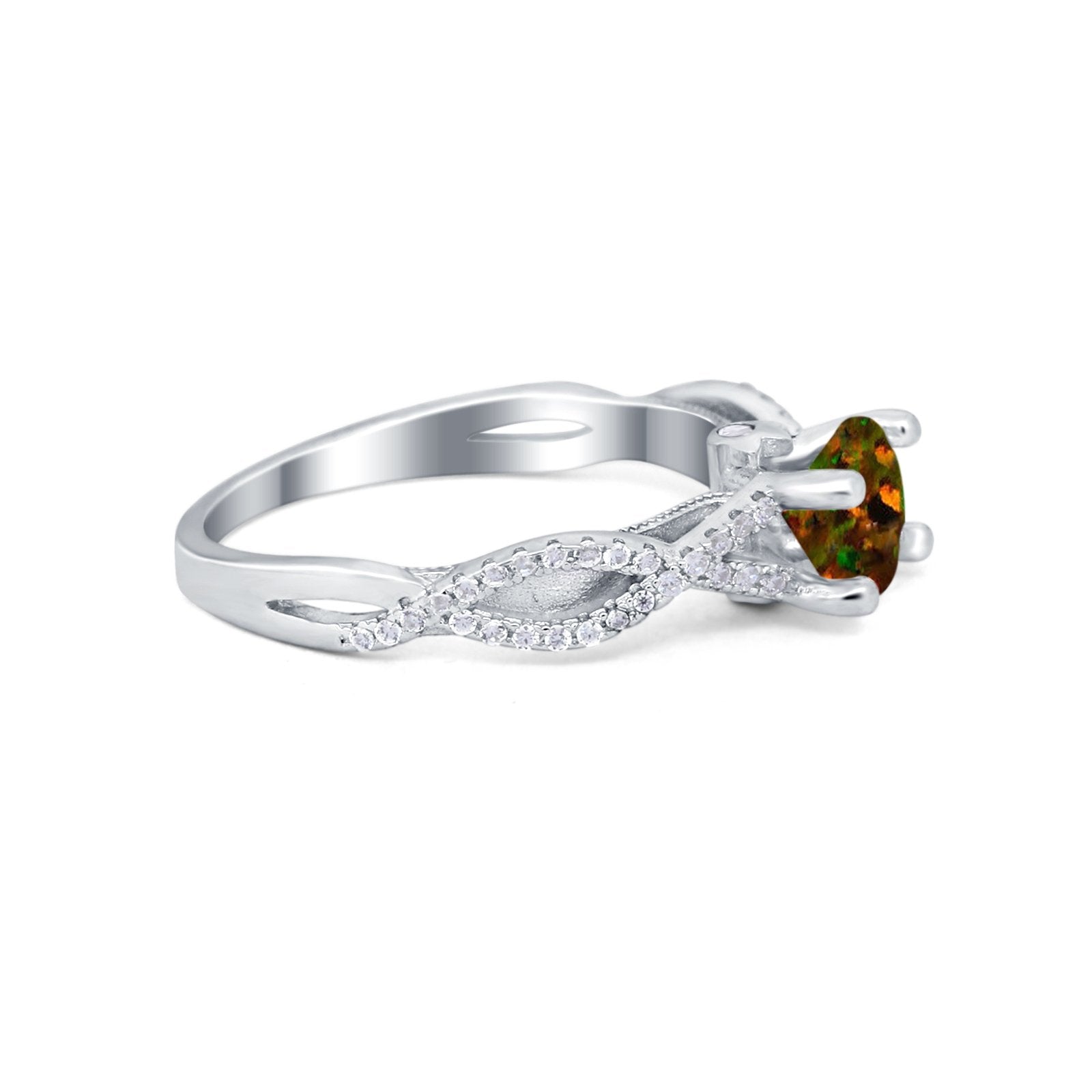 Twisted Shank Infinity Wedding Ring Round Cubic Zirconia 925 Sterling Silver