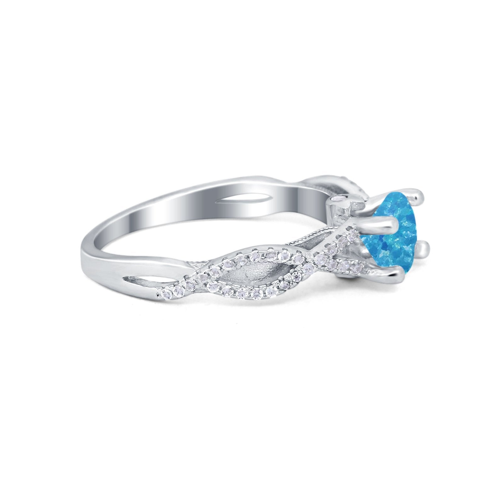 Twisted Shank Infinity Wedding Ring Round Cubic Zirconia 925 Sterling Silver
