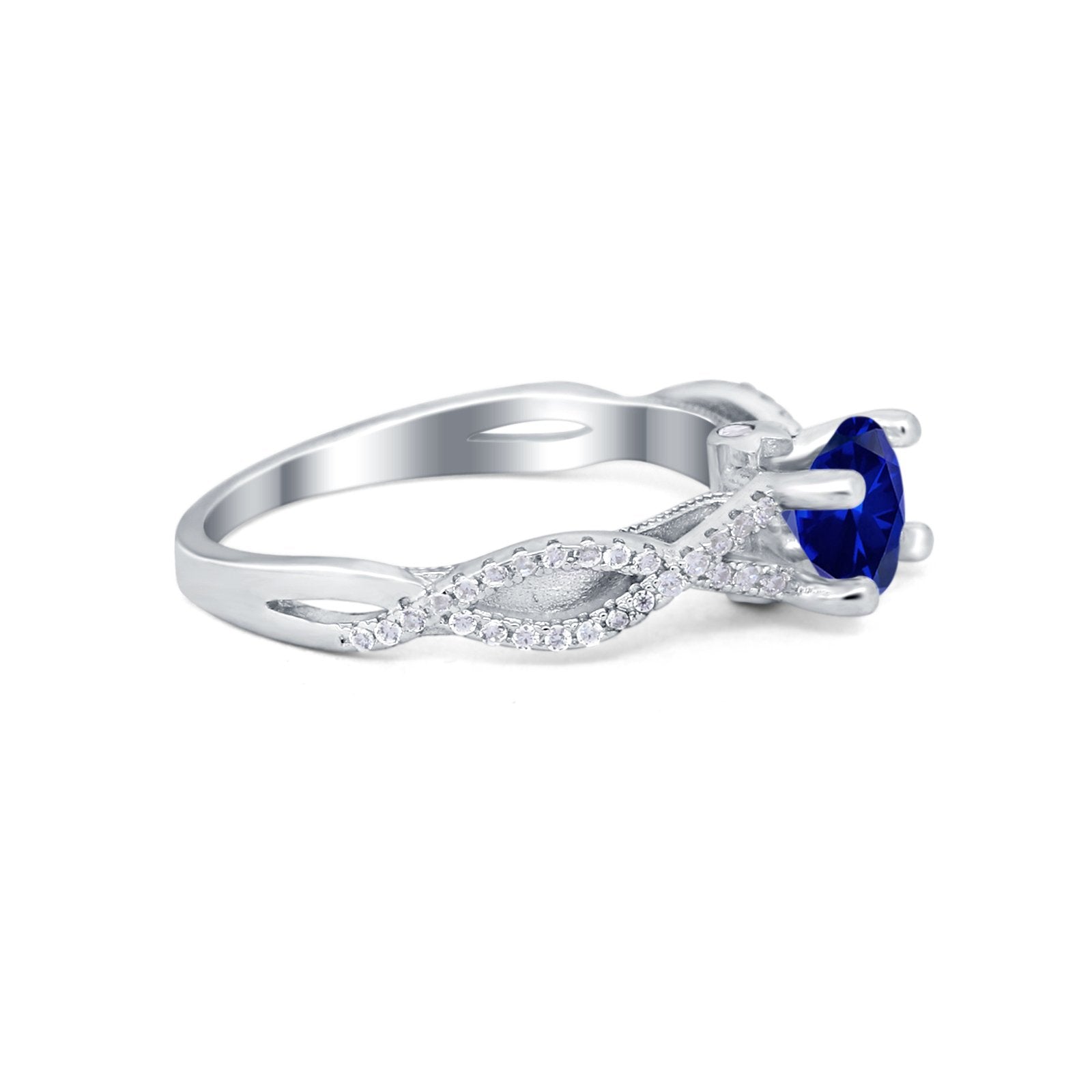 Twisted Shank Infinity Wedding Ring Round Cubic Zirconia 925 Sterling Silver
