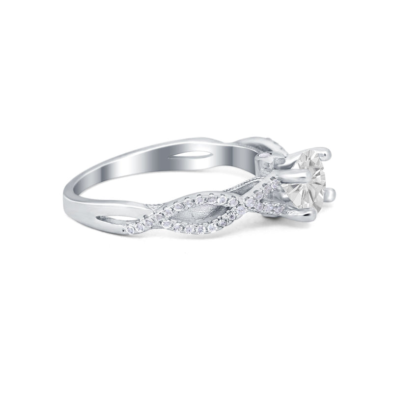 Twisted Shank Infinity Wedding Ring Round Cubic Zirconia 925 Sterling Silver