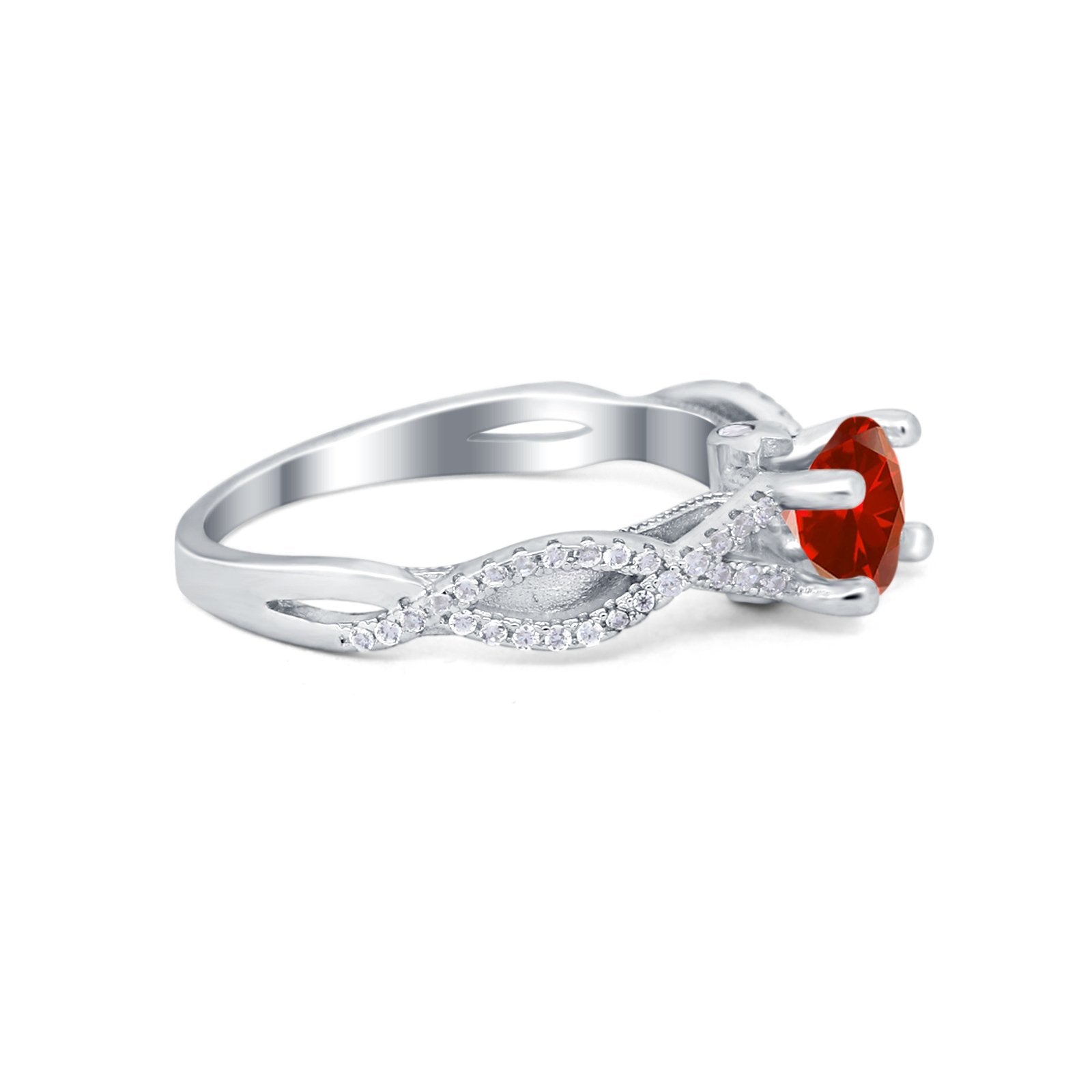 Twisted Shank Infinity Wedding Ring Round Cubic Zirconia 925 Sterling Silver