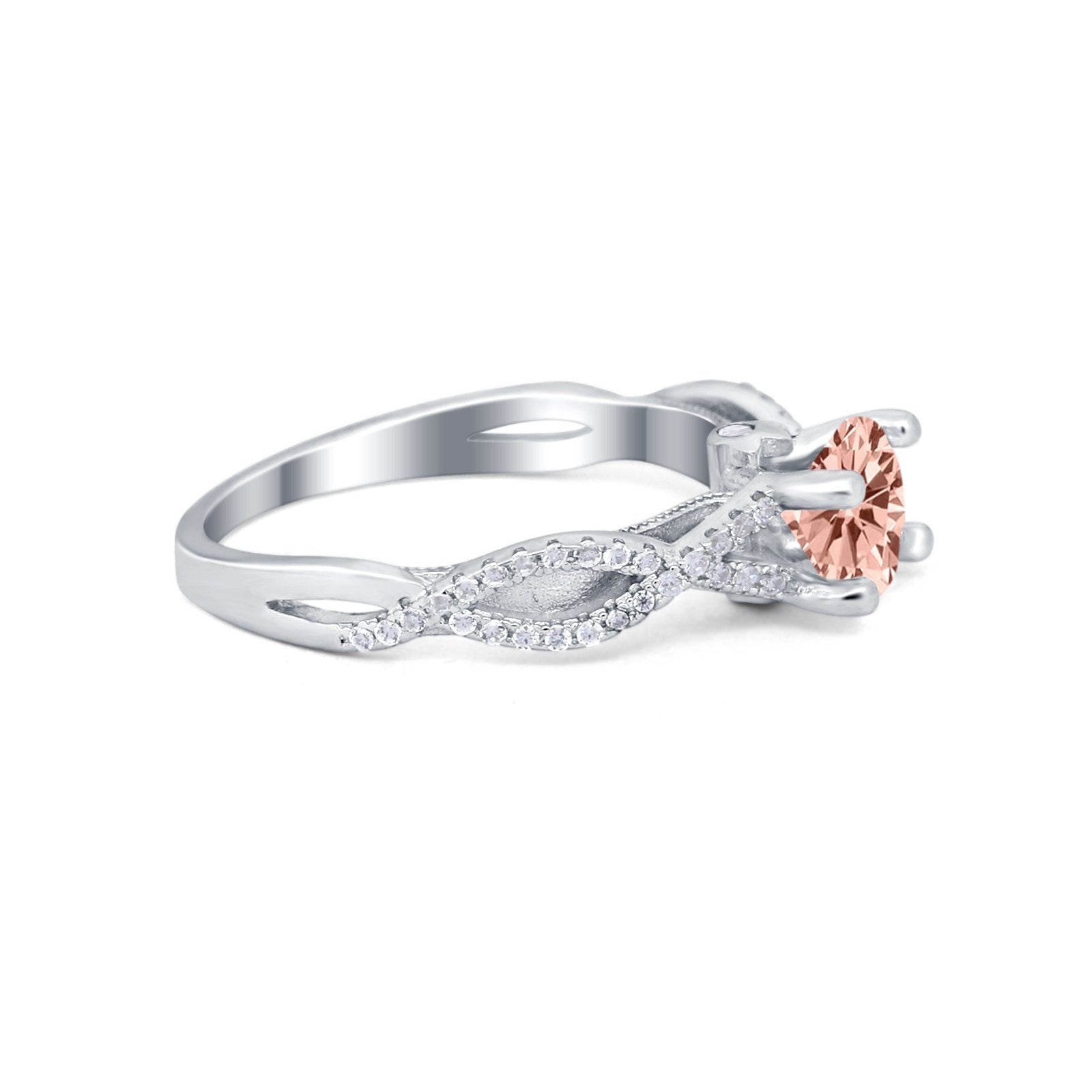 Twisted Shank Infinity Wedding Ring Round Cubic Zirconia 925 Sterling Silver
