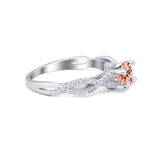 Twisted Shank Infinity Wedding Ring Round Cubic Zirconia 925 Sterling Silver