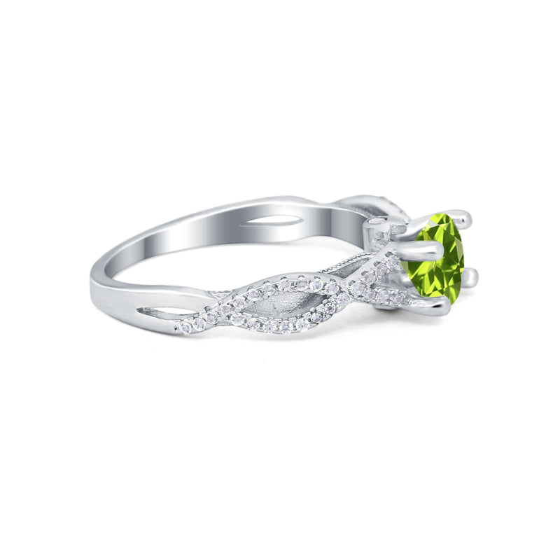 Twisted Shank Infinity Wedding Ring Round Cubic Zirconia 925 Sterling Silver