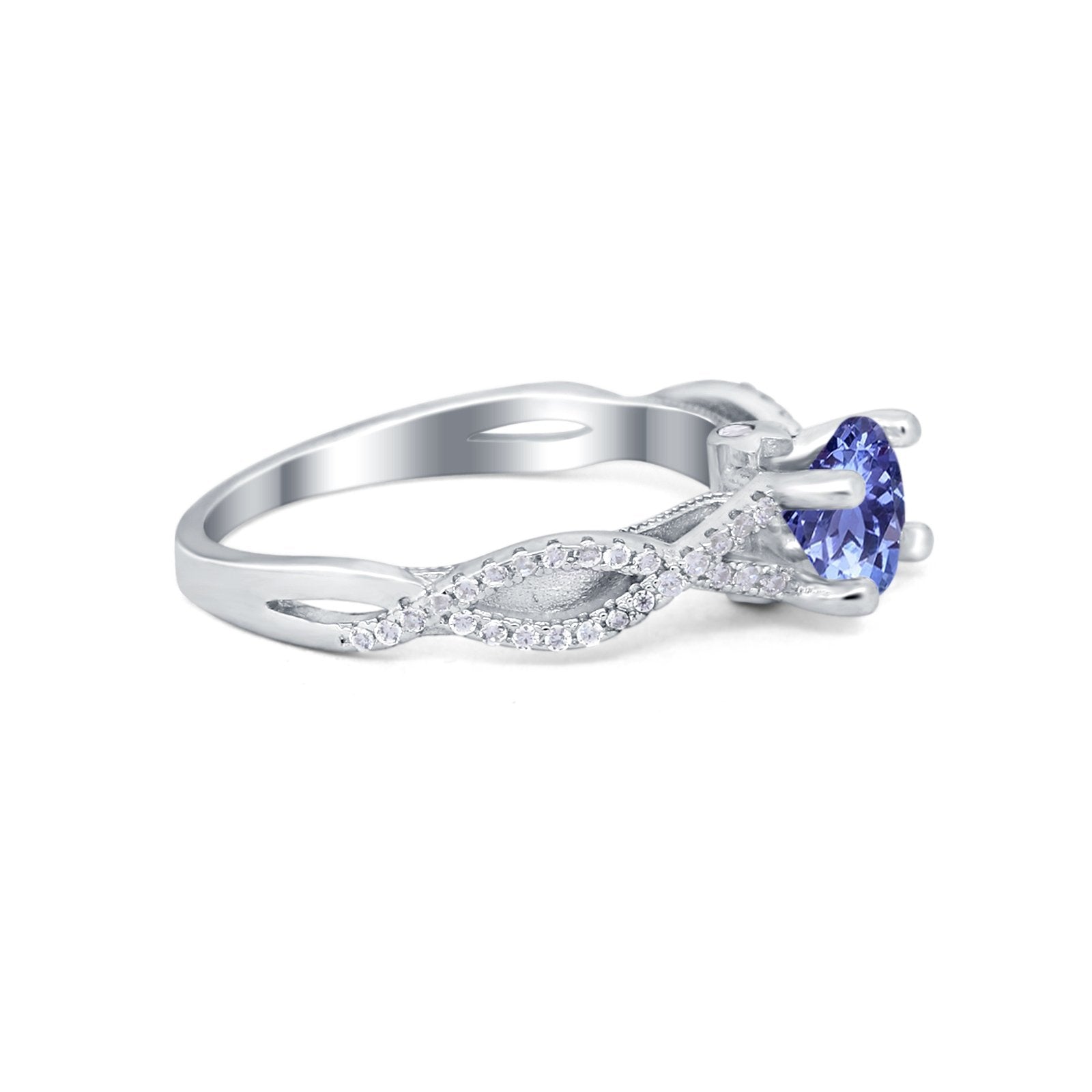 Twisted Shank Infinity Wedding Ring Round Cubic Zirconia 925 Sterling Silver