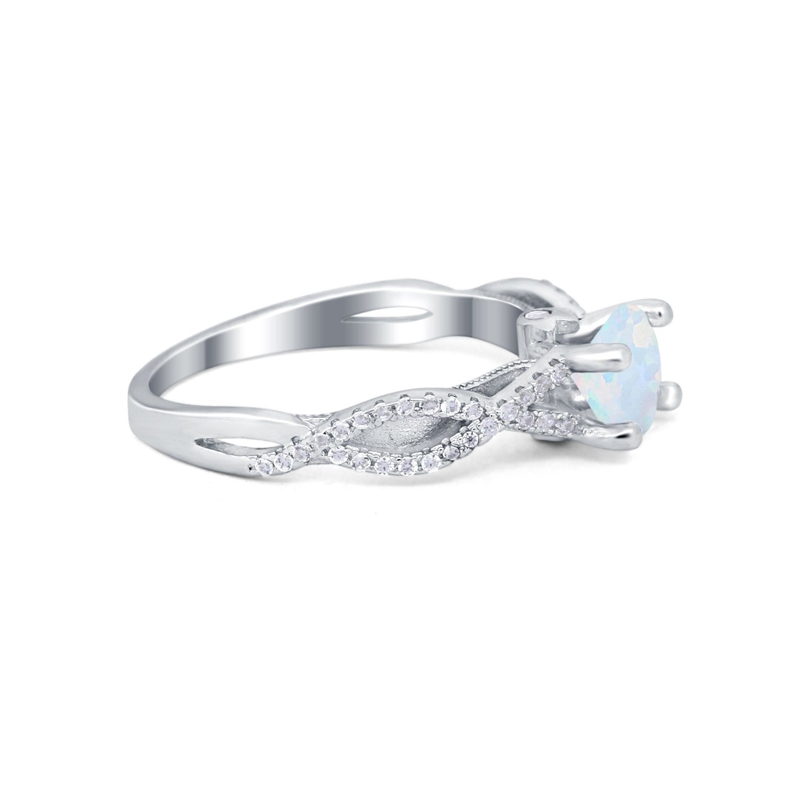 Twisted Shank Infinity Wedding Ring Round Cubic Zirconia 925 Sterling Silver