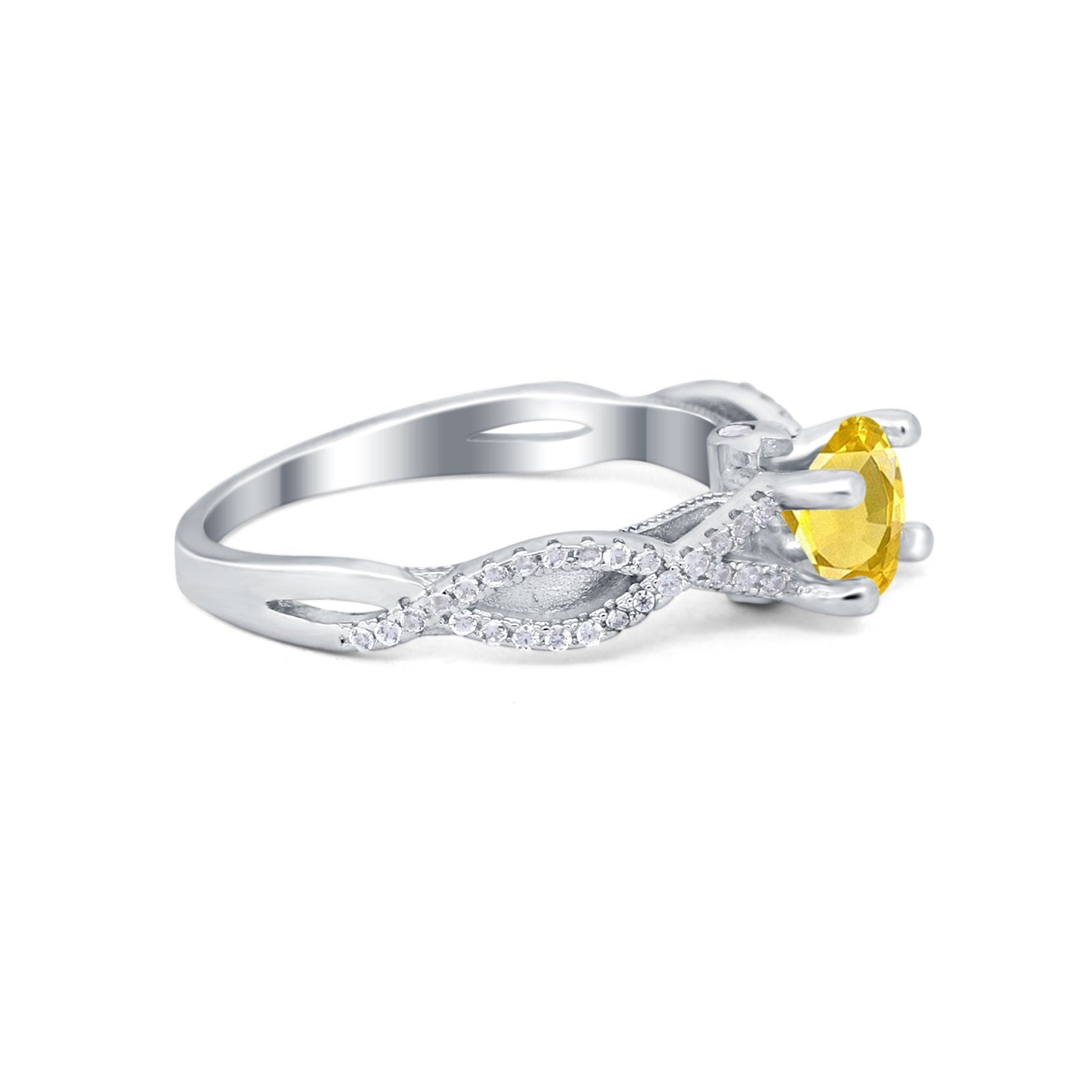 Twisted Shank Infinity Wedding Ring Round Cubic Zirconia 925 Sterling Silver