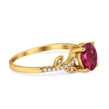 Leaf Style Wedding Ring Round Simulated Cubic Zirconia 925 Sterling Silver