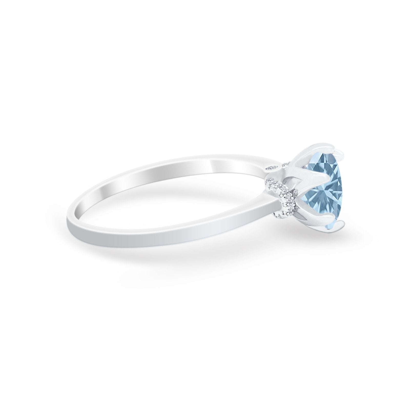 Art Deco Engagement Ring Round Simulated Cubic Zirconia 925 Sterling Silver