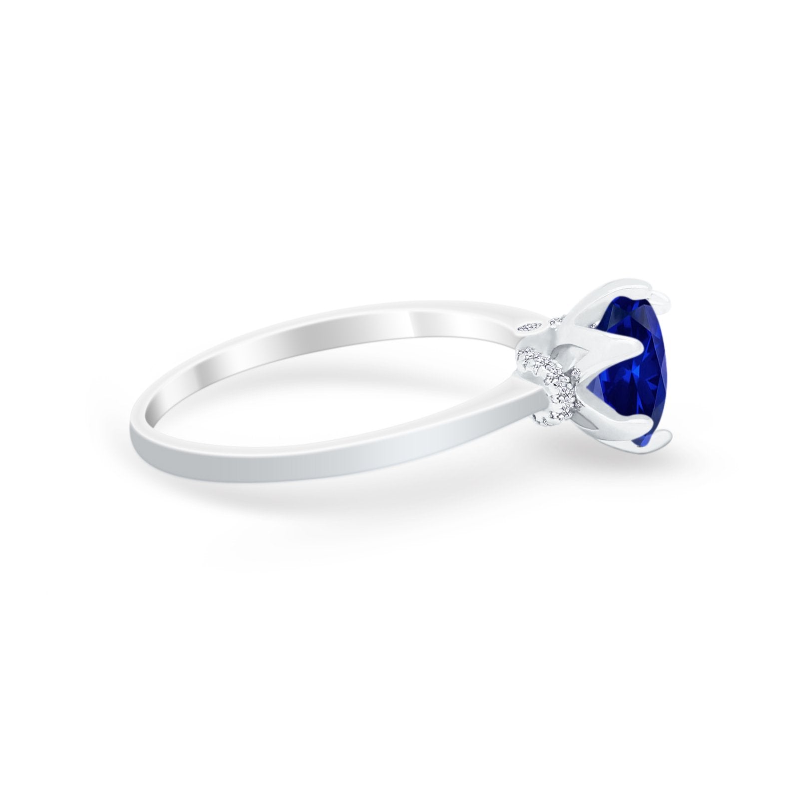 Art Deco Engagement Ring Round Simulated Cubic Zirconia 925 Sterling Silver