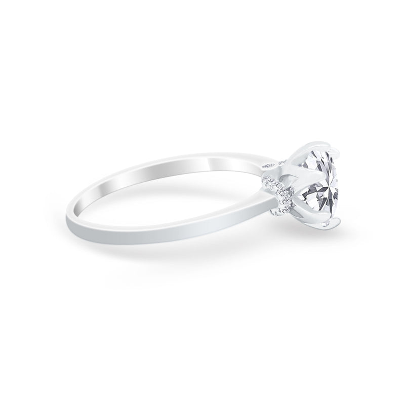Art Deco Engagement Ring Round Simulated Cubic Zirconia 925 Sterling Silver