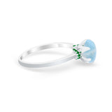 Simulated Emerald Accent Cubic Zirconia 925 Sterling Silver Wedding Ring