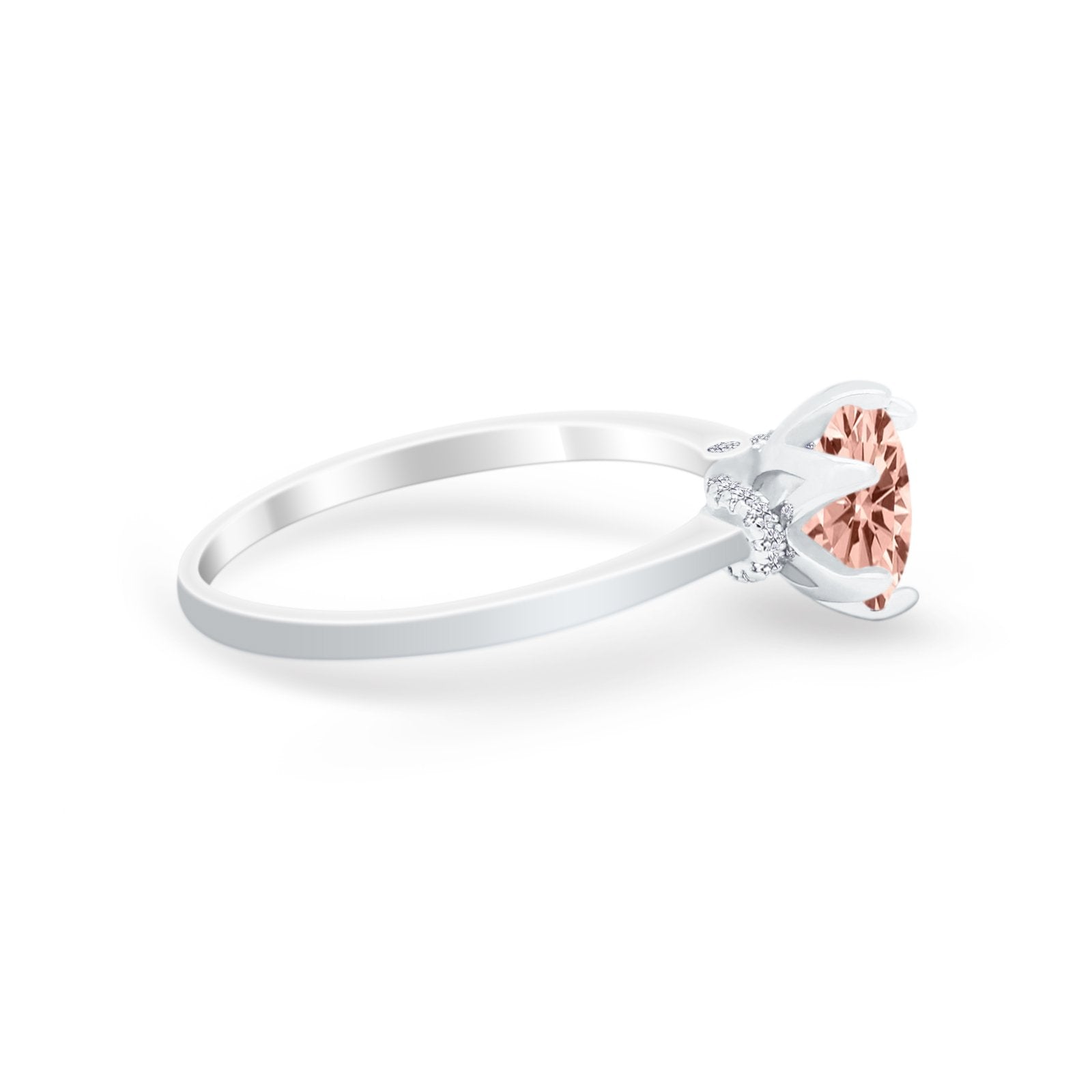 Art Deco Engagement Ring Round Simulated Cubic Zirconia 925 Sterling Silver