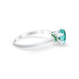 Simulated Emerald Accent Cubic Zirconia 925 Sterling Silver Wedding Ring