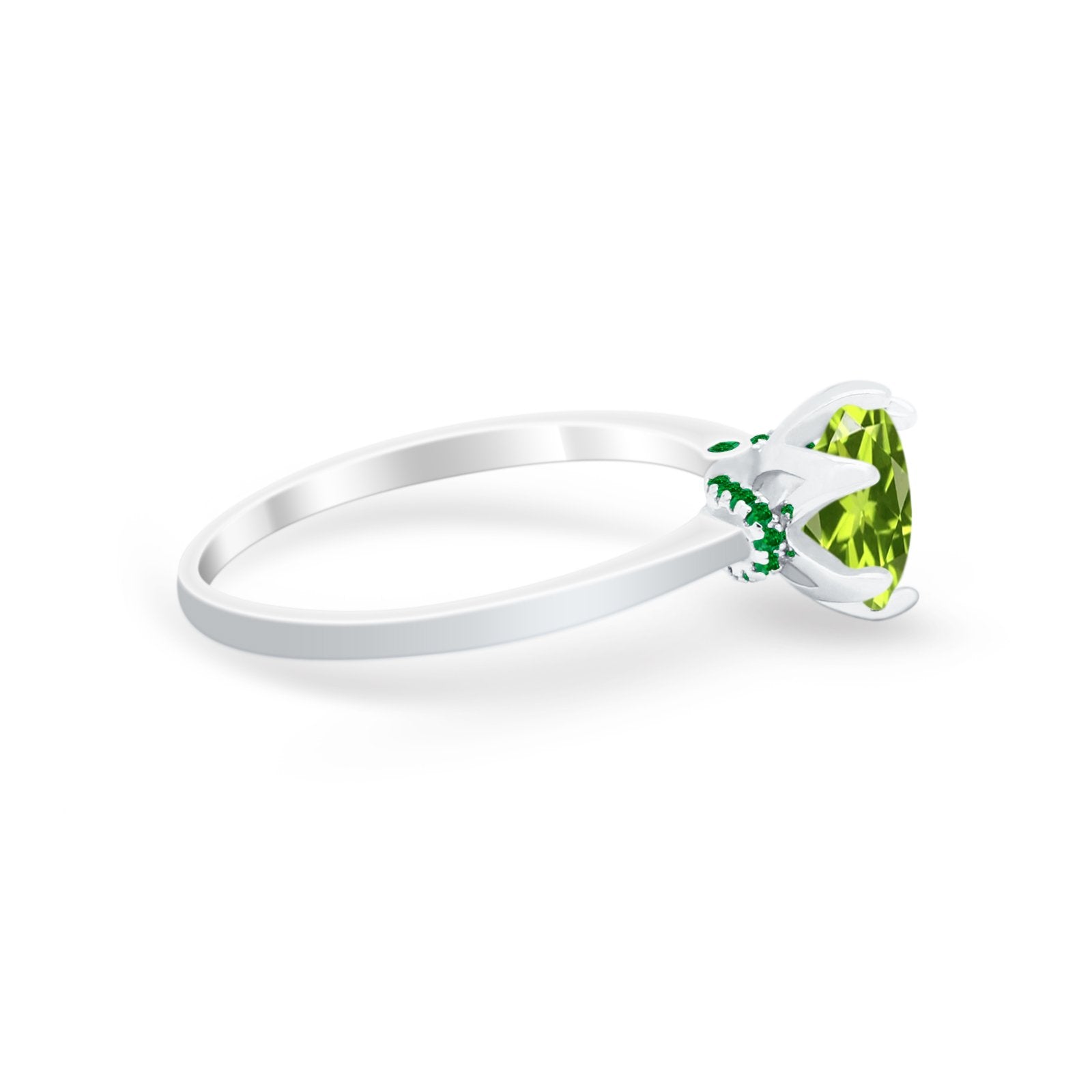 Simulated Emerald Accent Cubic Zirconia 925 Sterling Silver Wedding Ring
