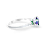 Simulated Emerald Accent Cubic Zirconia 925 Sterling Silver Wedding Ring