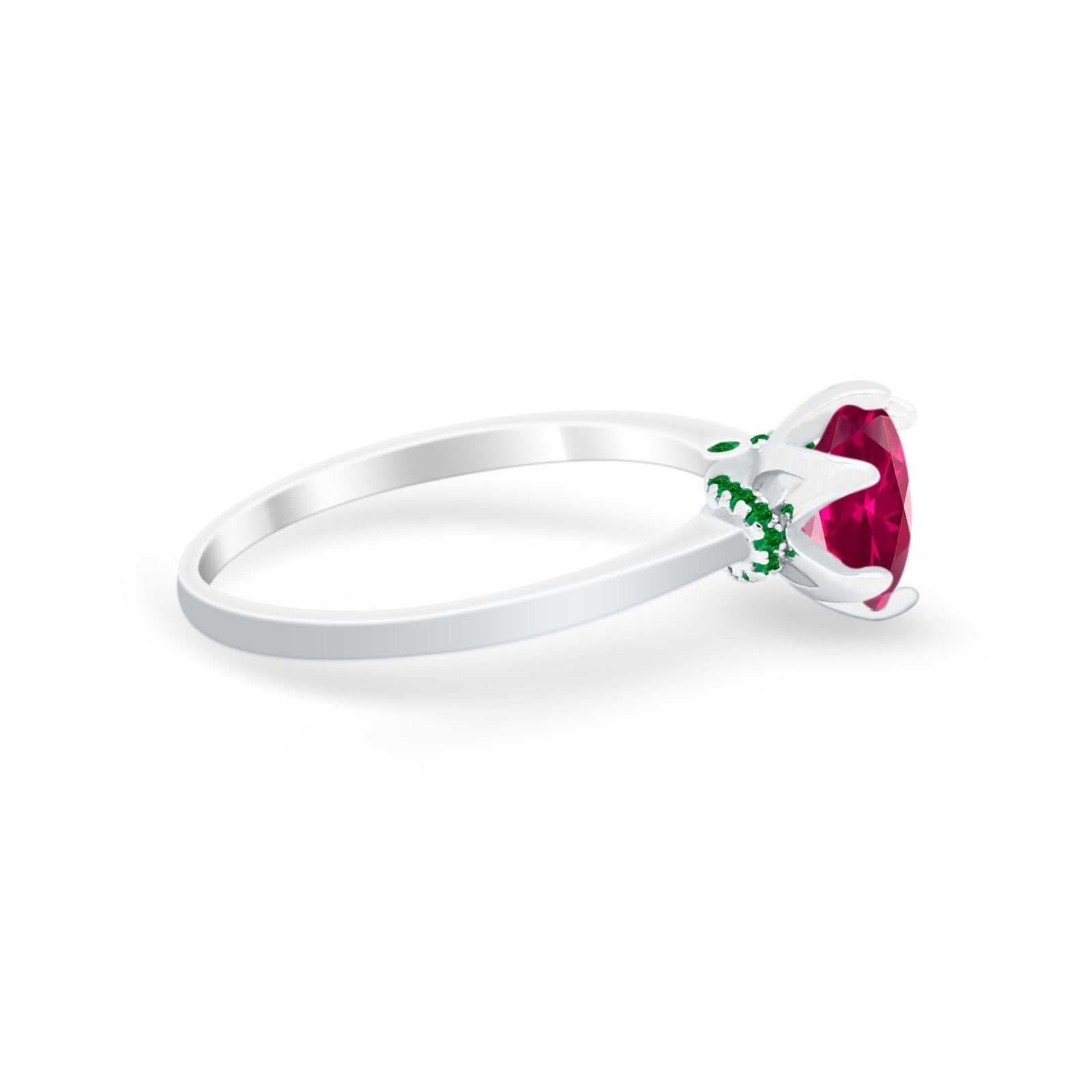 Simulated Emerald Accent Cubic Zirconia 925 Sterling Silver Wedding Ring