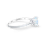 Art Deco Engagement Ring Round Simulated Cubic Zirconia 925 Sterling Silver
