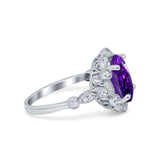 Large Oval Art Deco Wedding Ring Simulated Cubic Zirconia 925 Sterling Silver