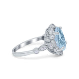 Large Oval Art Deco Wedding Ring Simulated Cubic Zirconia 925 Sterling Silver