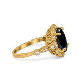 Large Oval Art Deco Wedding Ring Simulated Cubic Zirconia 925 Sterling Silver