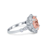 Large Oval Art Deco Wedding Ring Simulated Cubic Zirconia 925 Sterling Silver