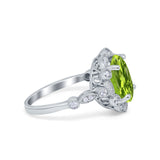 Large Oval Art Deco Wedding Ring Simulated Cubic Zirconia 925 Sterling Silver