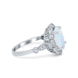 Large Oval Art Deco Wedding Ring Simulated Cubic Zirconia 925 Sterling Silver