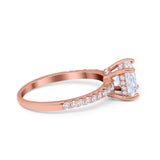 Vintage Cushion Cut Engagement Ring Simulated Cubic Zirconia 925 Sterling Silver