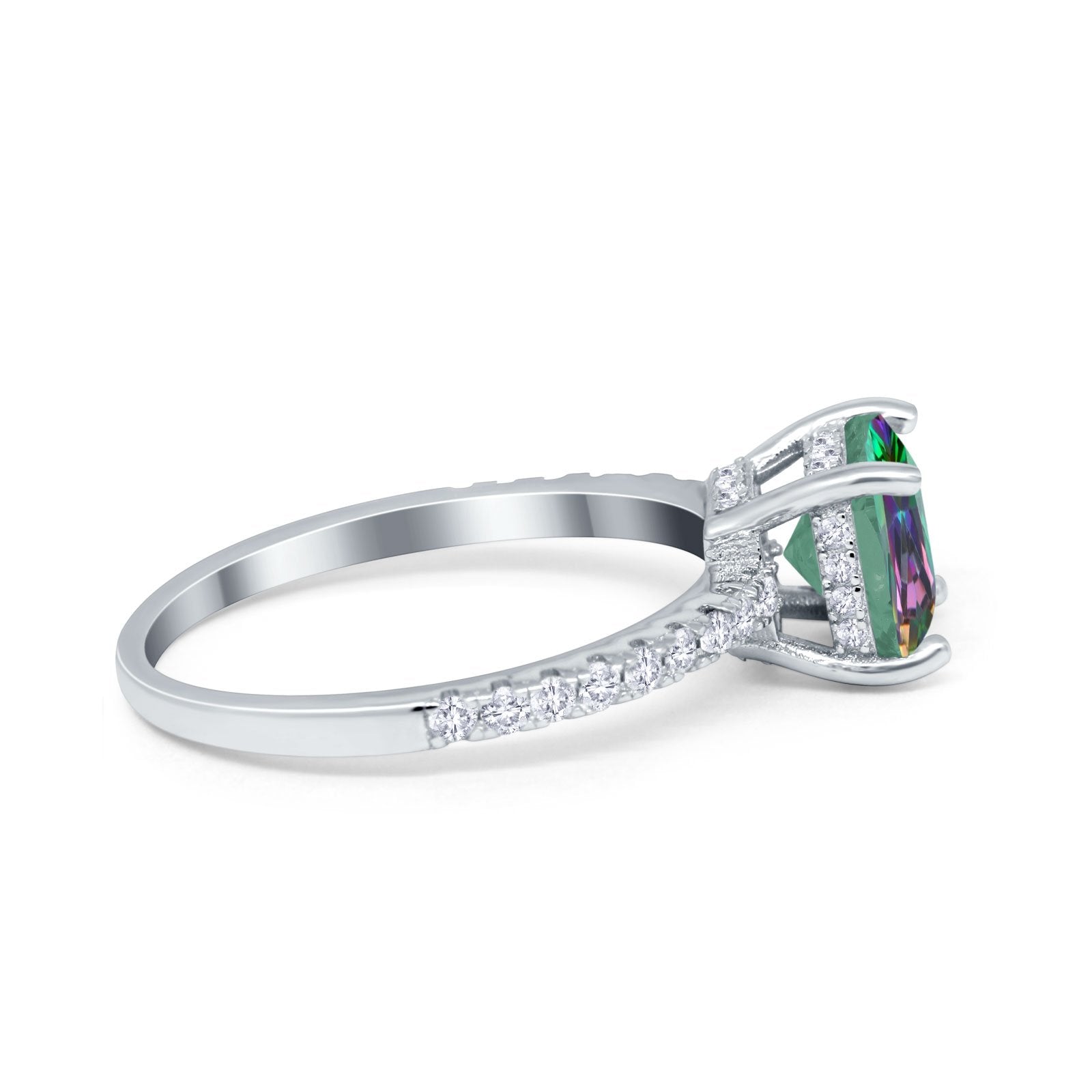 Vintage Cushion Cut Engagement Ring Simulated Cubic Zirconia 925 Sterling Silver