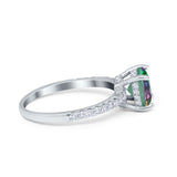 Vintage Cushion Cut Engagement Ring Simulated Cubic Zirconia 925 Sterling Silver