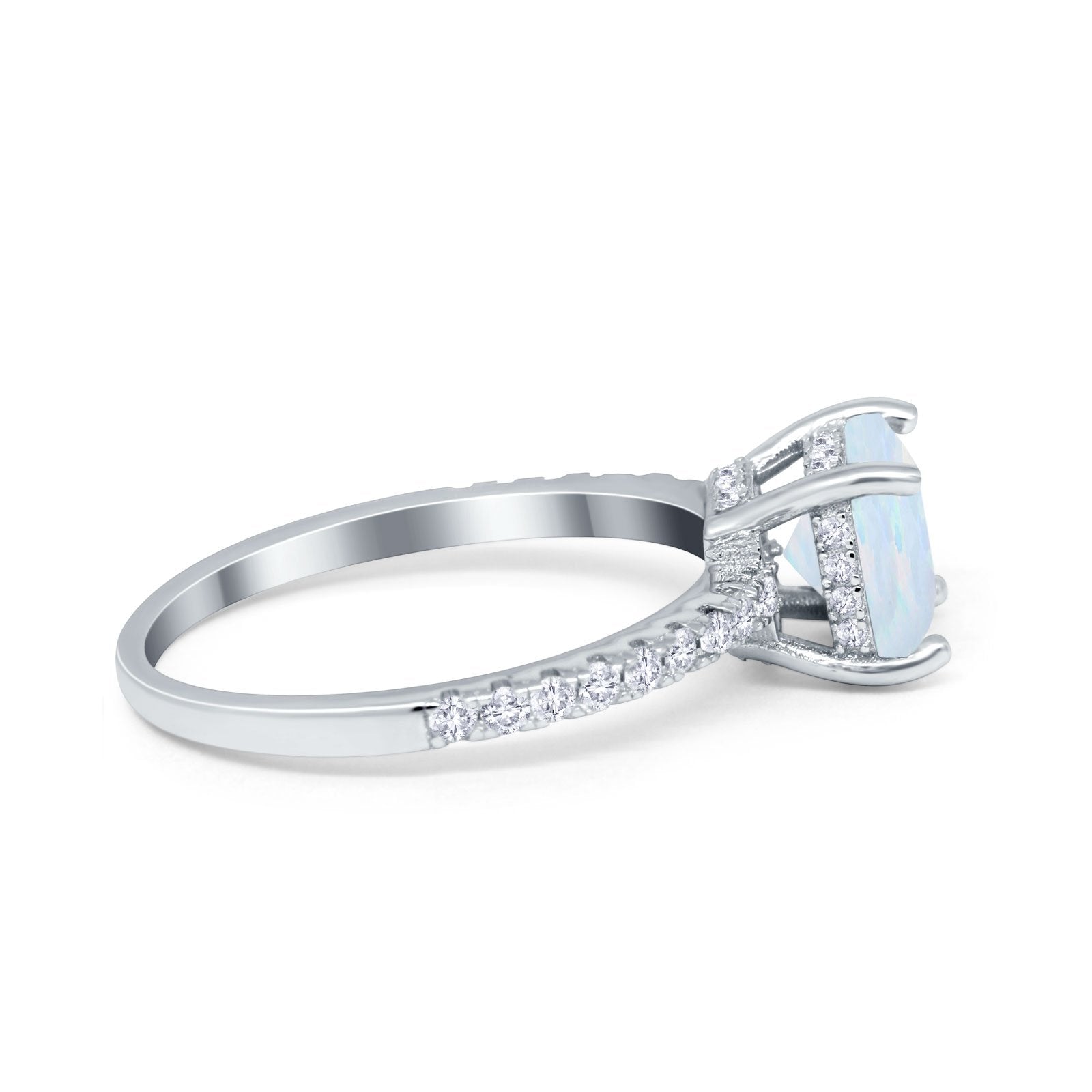 Vintage Cushion Cut Engagement Ring Simulated Cubic Zirconia 925 Sterling Silver