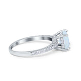 Vintage Cushion Cut Engagement Ring Simulated Cubic Zirconia 925 Sterling Silver