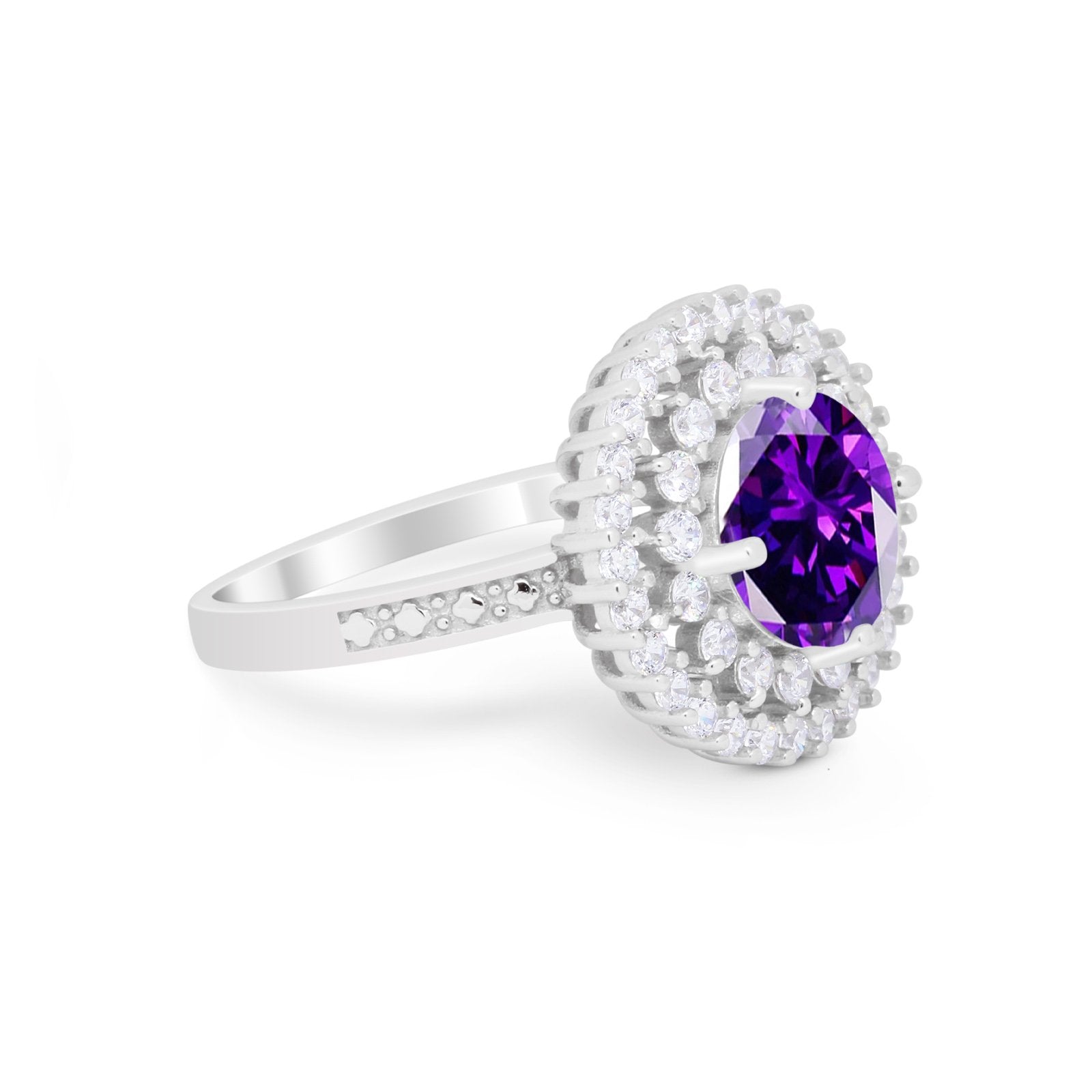 Halo Cocktail Wedding Engagement Ring Round Cubic Zirconia 925 Sterling Silver