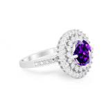 Halo Cocktail Wedding Engagement Ring Round Cubic Zirconia 925 Sterling Silver