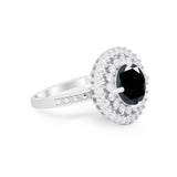 Halo Cocktail Wedding Engagement Ring Round Cubic Zirconia 925 Sterling Silver