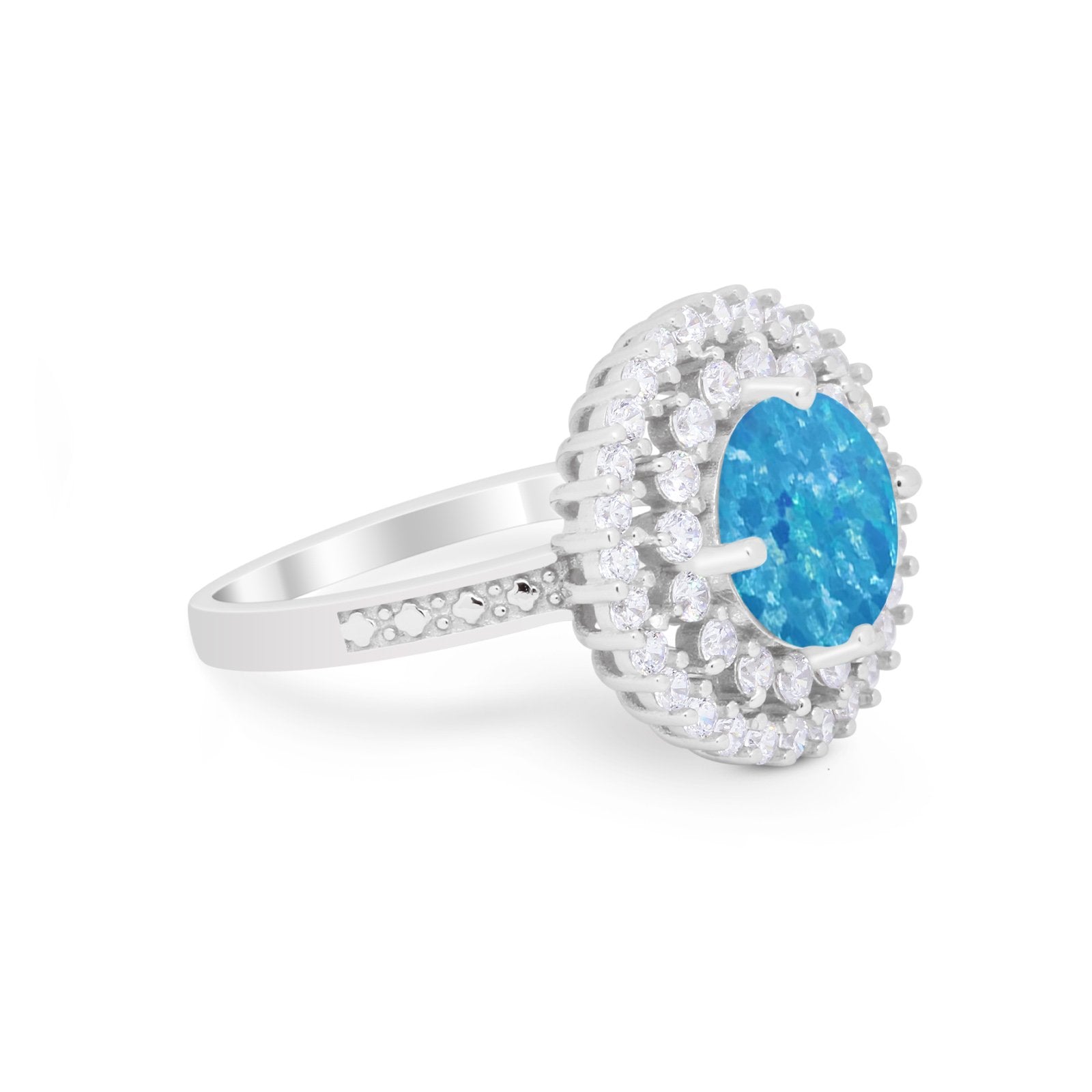 Halo Cocktail Wedding Engagement Ring Round Cubic Zirconia 925 Sterling Silver