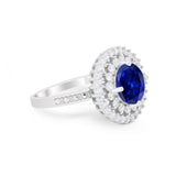 Halo Cocktail Wedding Engagement Ring Round Cubic Zirconia 925 Sterling Silver
