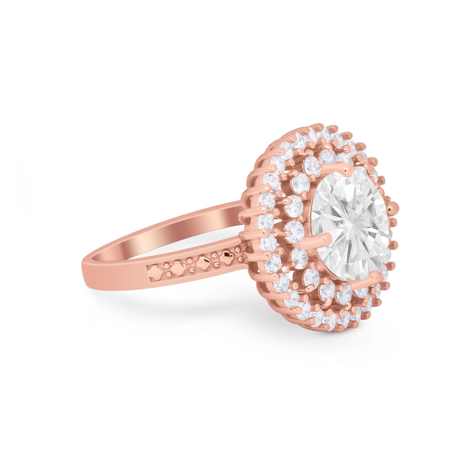 Halo Cocktail Wedding Engagement Ring Round Cubic Zirconia 925 Sterling Silver