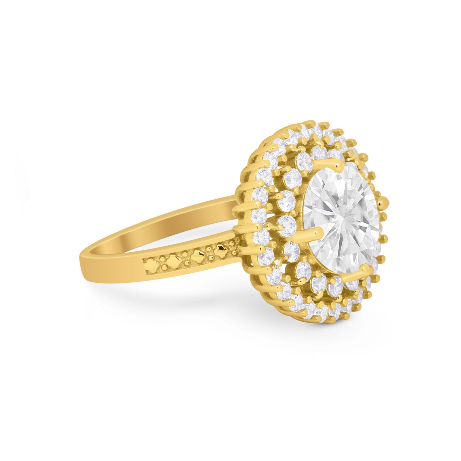 Halo Cocktail Wedding Engagement Ring Round Cubic Zirconia 925 Sterling Silver