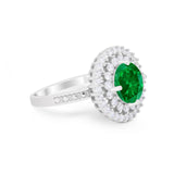 Halo Cocktail Wedding Engagement Ring Round Cubic Zirconia 925 Sterling Silver