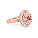 Halo Cocktail Wedding Engagement Ring Round Cubic Zirconia 925 Sterling Silver