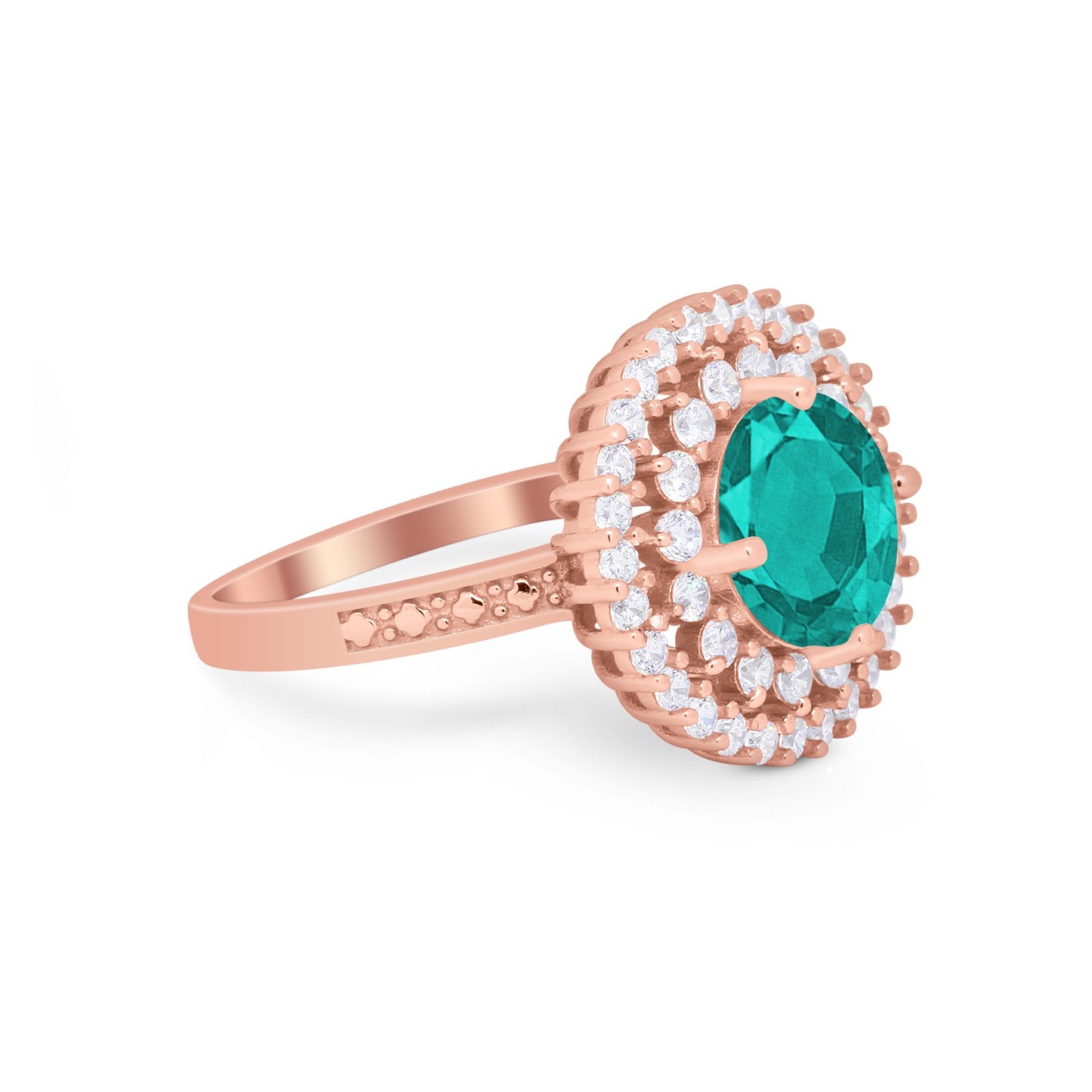 Halo Cocktail Wedding Engagement Ring Round Cubic Zirconia 925 Sterling Silver