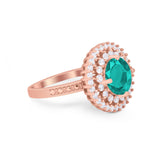Halo Cocktail Wedding Engagement Ring Round Cubic Zirconia 925 Sterling Silver