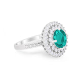 Halo Cocktail Wedding Engagement Ring Round Cubic Zirconia 925 Sterling Silver
