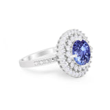 Halo Cocktail Wedding Engagement Ring Round Cubic Zirconia 925 Sterling Silver