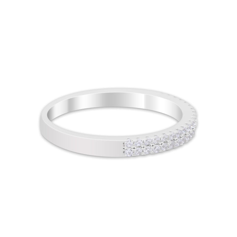 Wedding Thumb Ring Double Row Pave Simulated Cubic Zirconia 925 Sterling Silver