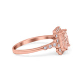 Halo Radiant Cut Wedding Ring Simulated Cubic Zirconia 925 Sterling Silver