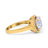 Halo Engagement Ring Large Round Simulated Cubic Zirconia 925 Sterling Silver